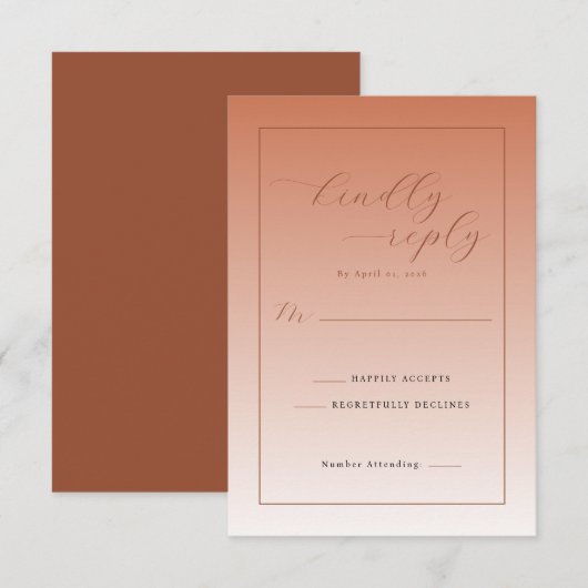 Elegant Peach RSVP Card (正面/裏面)