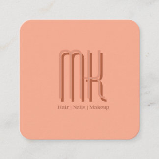 Elegant Peach Salon Monogram Appointment Card 予約カード