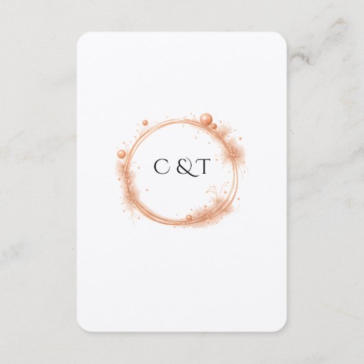 Elegant Peach Sparkle Wedding Script Calligraphy エンクロージャーカード (裏面)