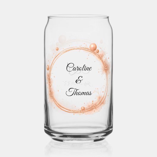 Elegant Peach Sparkle Wedding Script Calligraphy ガラス缶 (正面)