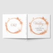 Elegant Peach Sparkle Wedding Script Calligraphy ゲストブック (全面)