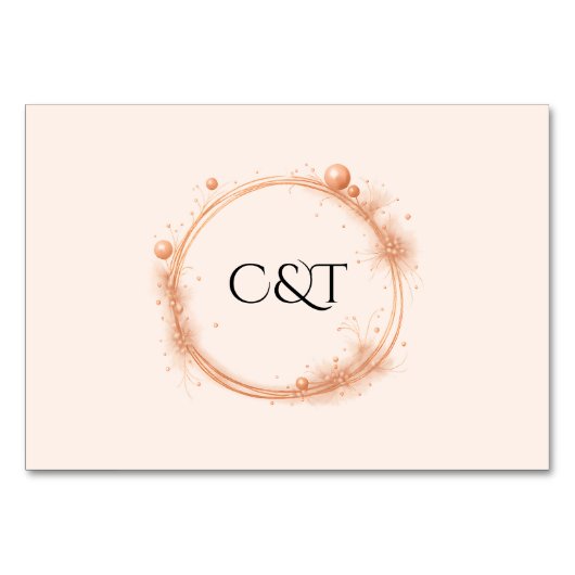 Elegant Peach Sparkle Wedding Script Calligraphy テーブルナンバー (裏面)