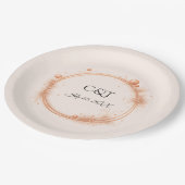 Elegant Peach Sparkle Wedding Script Calligraphy ペーパープレート (アングル)