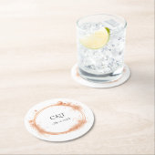 Elegant Peach Sparkle Wedding Script Calligraphy ラウンドペーパーコースター (インサイチュ)