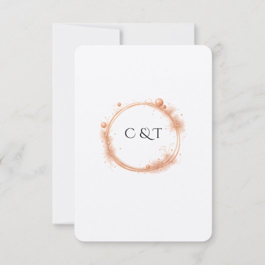 Elegant Peach Sparkle Wedding Script Calligraphy 出欠カード (裏面)