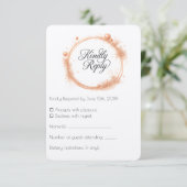 Elegant Peach Sparkle Wedding Script Calligraphy 出欠カード (スタンド正面)