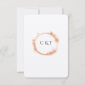 Elegant Peach Sparkle Wedding Script Calligraphy 出欠カード (裏面)