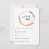 Elegant Peach Sparkle Wedding Script Calligraphy 出欠カード (正面)