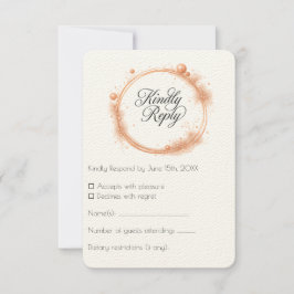 Elegant Peach Sparkle Wedding Script Calligraphy 出欠カード