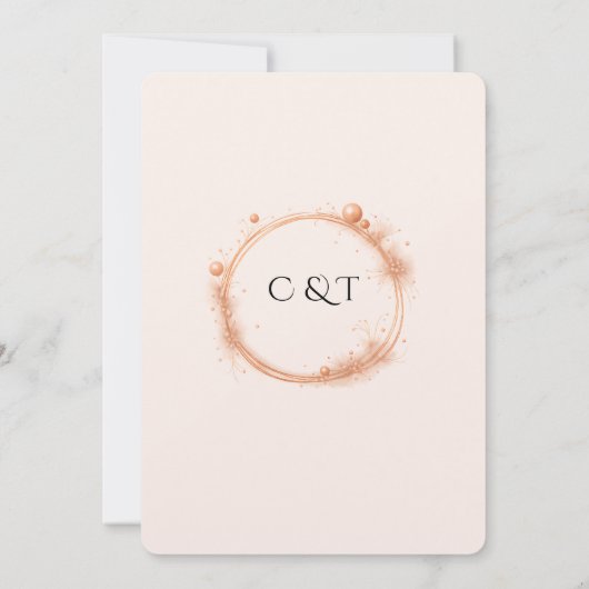 Elegant Peach Sparkle Wedding Script Calligraphy 招待状 (裏面)