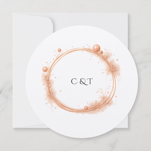 Elegant Peach Sparkle Wedding Script Calligraphy 招待状 (裏面)