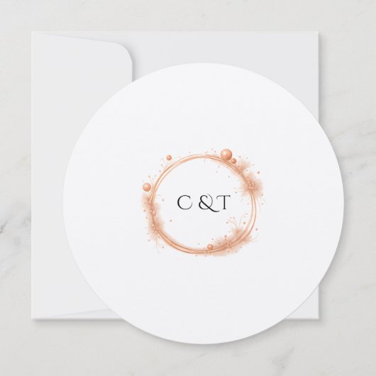 Elegant Peach Sparkle Wedding Script Calligraphy 招待状 (裏面)