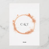 Elegant Peach Sparkle Wedding Script Calligraphy 箔招待状 (裏面)