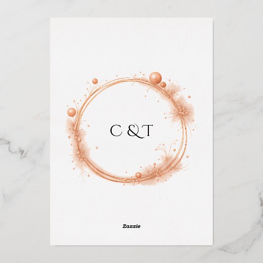 Elegant Peach Sparkle Wedding Script Calligraphy 箔招待状 (裏面)