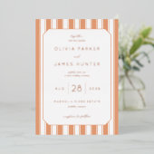 Elegant Peach Striped Wedding Invitation 箔招待状 (立ち正面)