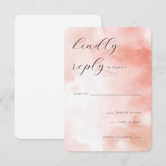 Elegant Peach Watercolor RSVP (正面/裏面)