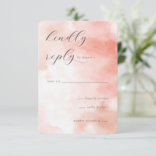 Elegant Peach Watercolor RSVP (スタンド正面)