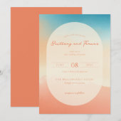 Elegant Peach Watercolor Wedding Invitation 招待状 (正面/裏面)