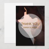 Elegant Peach Wedding Thank You Flat Card サンキューカード (正面/裏面)