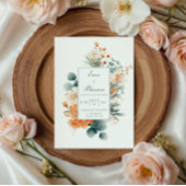 Elegant Peach White Eucalyptus Gold Speckle 招待状