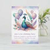 Elegant Peacock Birthday Invitation  Boho  招待状 (スタンド正面)