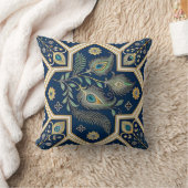 Elegant Peacock Feather Decorative Throw Pillow クッション (ブランケット)