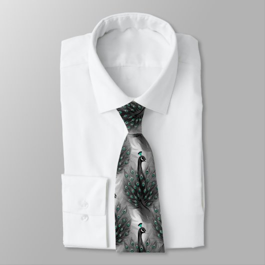 Elegant Peacock Feather Teal Eyes Pattern ネクタイ (タイ)
