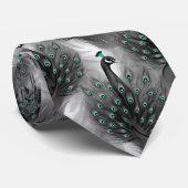 Elegant Peacock Feather Teal Eyes Pattern ネクタイ (ロール)