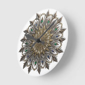 Elegant Peacock Mandala Watch ラウンド壁時計 (傾斜)
