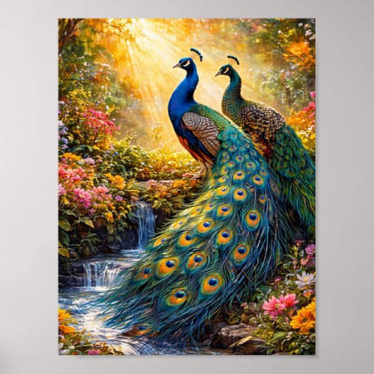 Elegant Peacock Wall Art Poster | ポスター (正面)
