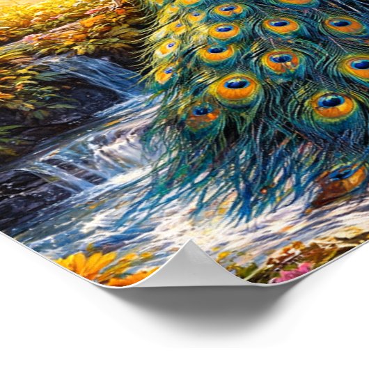 Elegant Peacock Wall Art Poster | ポスター (角)