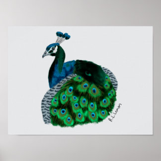 Elegant Peafowl Art Poster ポスター