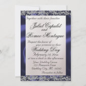 Elegant Pearl, Blue Ribbon & Sparkle 招待状 (裏面)