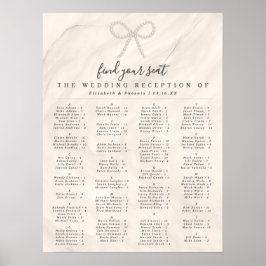 Elegant Pearl Bow Alphabetical Guest Seating Chart ポスター