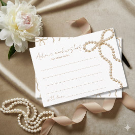 Elegant Pearl Bow Bridal Shower Advice and Wishes エンクロージャーカード