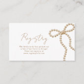 Elegant Pearl Bow Bridal Shower Registry エンクロージャーカード (正面)
