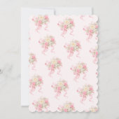 Elegant Pearl Bow Floral Pink Bridal Shower 招待状 (裏面)