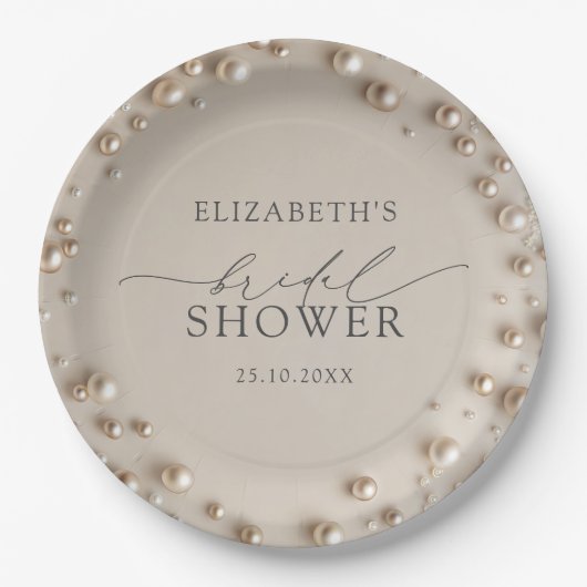 Elegant Pearl Bridal Shower ペーパープレート (正面)