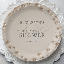 Elegant Pearl Bridal Shower ペーパープレート