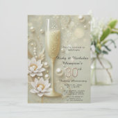 Elegant Pearl & Champagne Glass 30th Wedding Anniv 招待状 (スタンド正面)