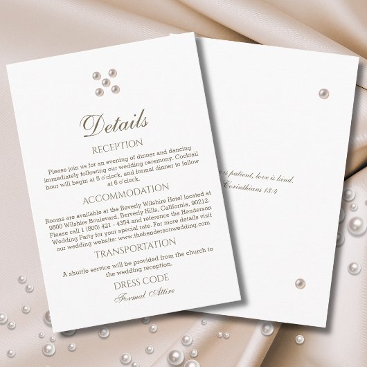 Elegant Pearl Christian Wedding Details  エンクロージャーカード