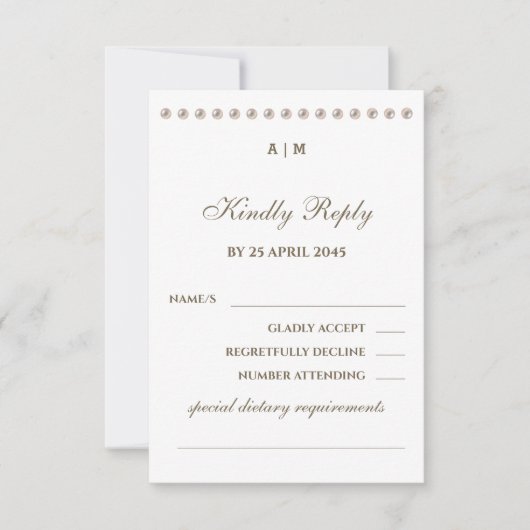 Elegant Pearl Christian Wedding RSVP Card  (正面)