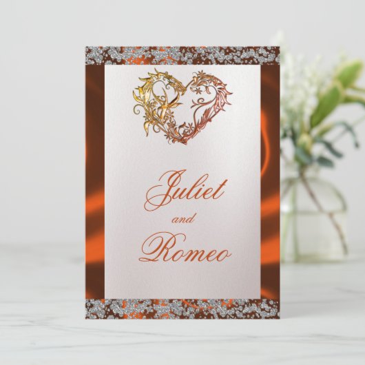 Elegant Pearl, Copper Ribbon & Sparkle 招待状 (スタンド正面)