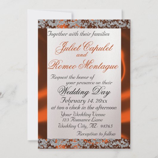 Elegant Pearl, Copper Ribbon & Sparkle 招待状 (裏面)