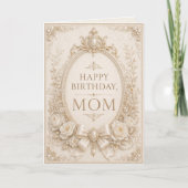 Elegant Pearl & Gold Birthday Card for Mom カード (正面)