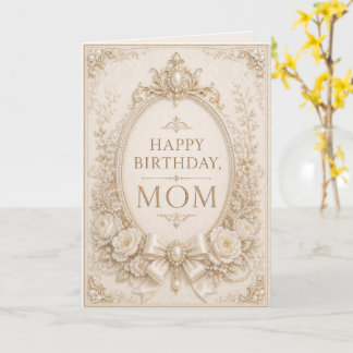 Elegant Pearl & Gold Birthday Card for Mom カード