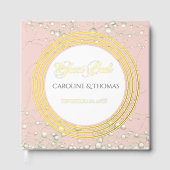 Elegant Pearl Gold Script Wedding Romantic Pearls ゲストブック (正面)