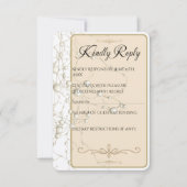 Elegant Pearl Gold Script Wedding Romantic Pearls 出欠カード (正面)