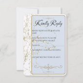 Elegant Pearl Gold Script Wedding Romantic Pearls 出欠カード (正面)