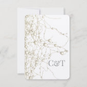 Elegant Pearl Gold Script Wedding Romantic Pearls 出欠カード (裏面)
